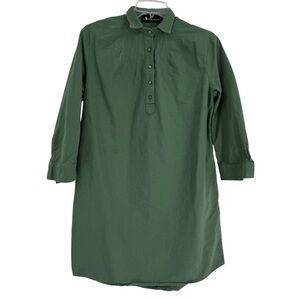 Tuckernuck Pomander Place Forest Green dress 3/4 Sleeve collared cotton size XS
